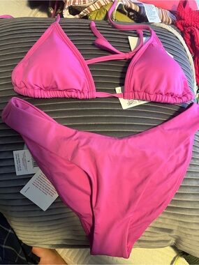 ROXY Hot Pink Triangle Bikini Set